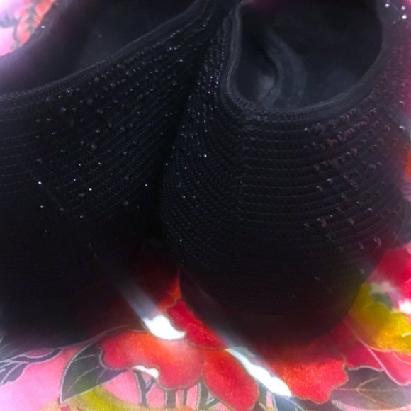 Zara Black Sparkly Beaded Ballet Flats Size 6 - Picture 3 of 8